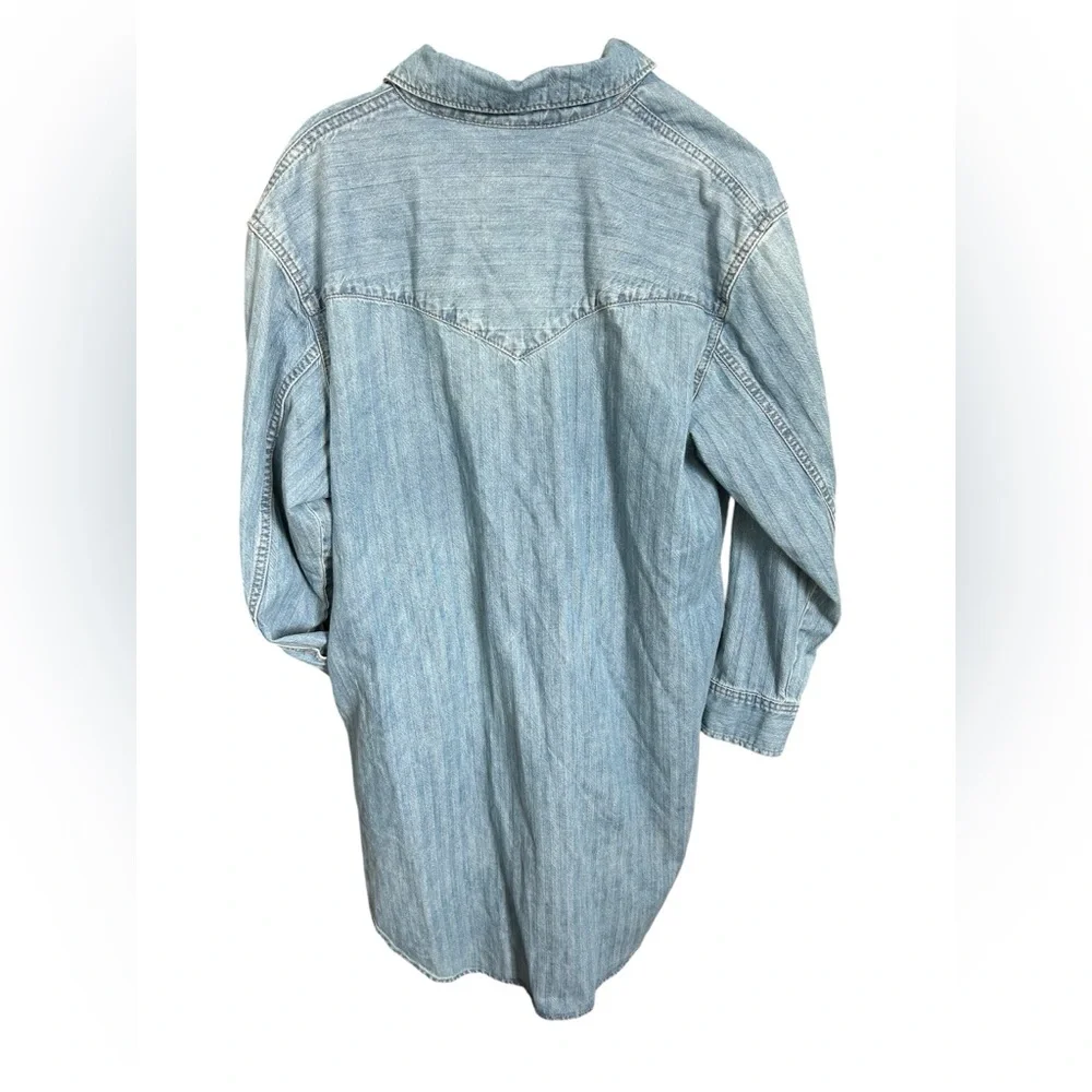 Women's Western Denim Dress-Universal Thread Midi Size SM Oversized Jean Shirt - Picture 3 of 11
